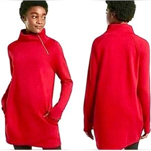 Athleta Cozy Karma Asym Hibiscus Red Sweater Dress Medium